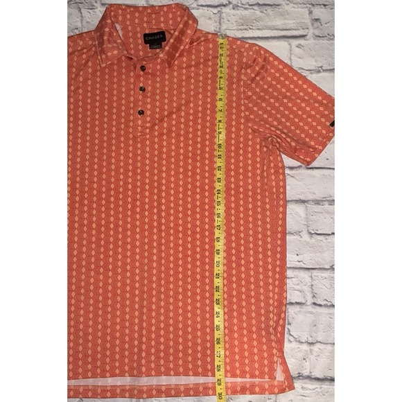 Chase 54 Golf Polo Mens L Shirt Geometric Orange Pattern Stretch Short Sleeve - Picture 4 of 6